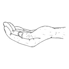Human palms icon. Vector illustration of a palm hold. Hand drawn human palms hold.
