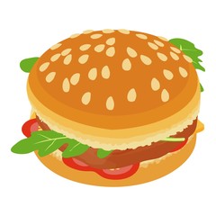 Big hamburger icon. Isometric illustration of big hamburger vector icon for web