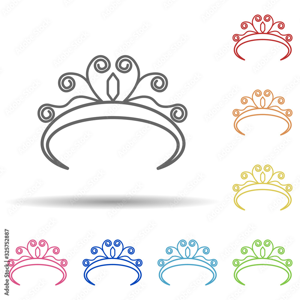 Poster crown in multi color style icon. simple thin line, outline vector of woman accessories icons for ui 