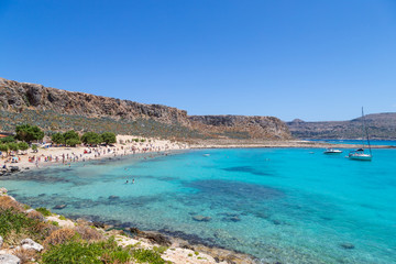 Fototapeta na wymiar Beautiful beach of Greece. Gramvousa Peninsula, Balos Bay Beach, 