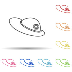 Beach hat in multi color style icon. Simple thin line, outline vector of woman accessories icons for ui and ux, website or mobile application