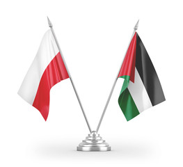 Jordan and Poland table flags isolated on white 3D rendering