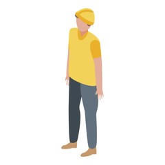 Port cargo worker icon. Isometric of port cargo worker vector icon for web design isolated on white background