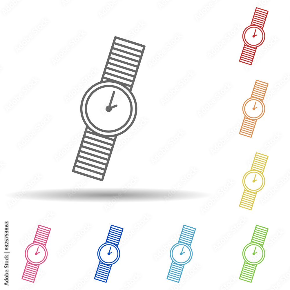 Poster watch in multi color style icon. simple thin line, outline vector of woman accessories icons for ui 