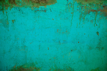Aged, turquoise ship wall as a background