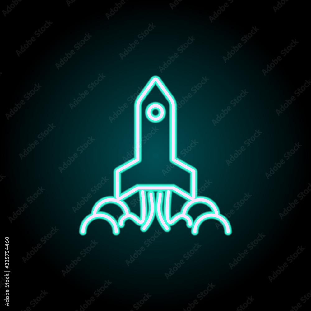 Poster rocket neon icon. simple thin line, outline vector of startup icons for ui and ux, website or mobile