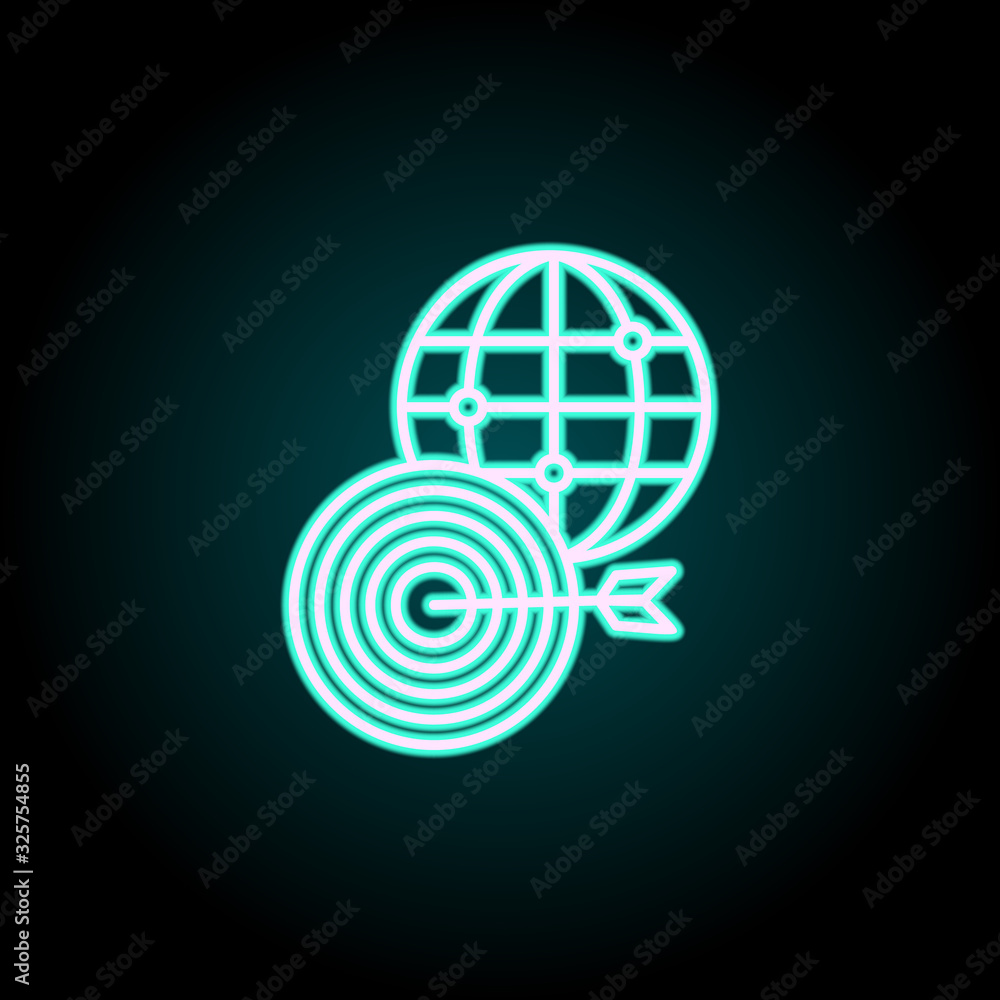 Poster world goals neon icon. simple thin line, outline vector of startup icons for ui and ux, website or m