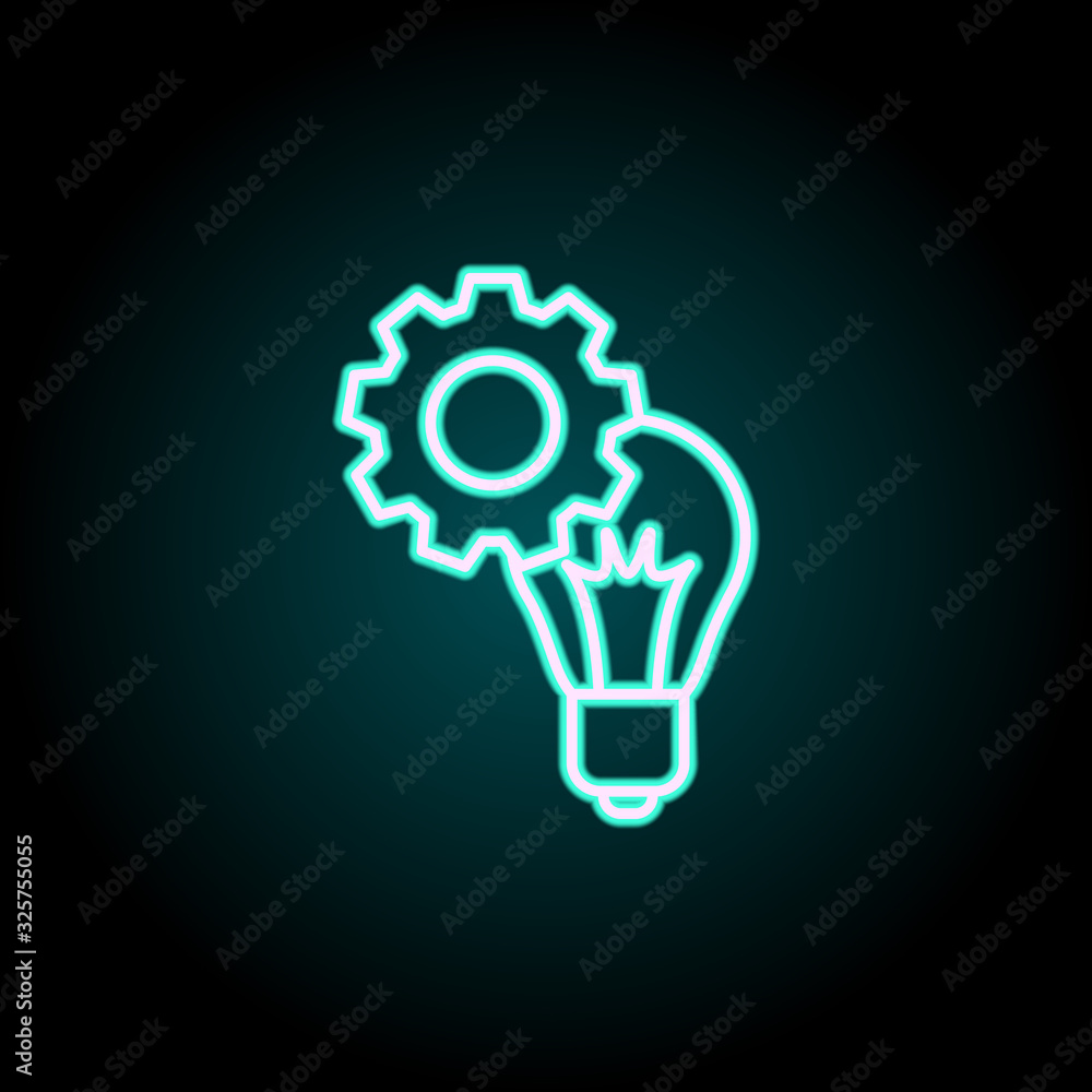 Poster mechanism of idea neon icon. simple thin line, outline vector of startup icons for ui and ux, websit