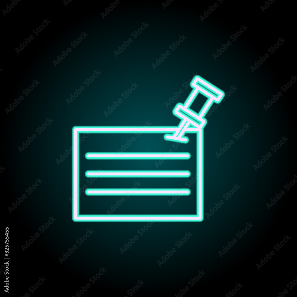 Poster paper and pin neon icon. simple thin line, outline vector of startup icons for ui and ux, website or