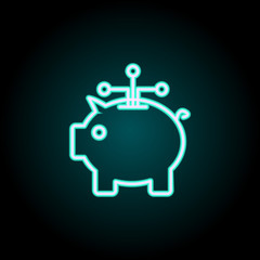 Scheme and money pig neon icon. Simple thin line, outline vector of startup icons for ui and ux, website or mobile application