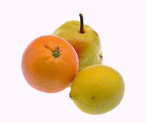 organic fresh fruits isolated on white background