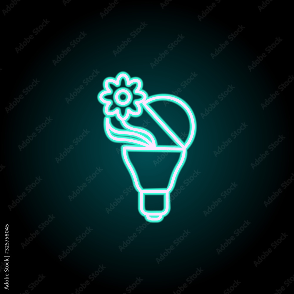 Poster plant in a bulb neon icon. simple thin line, outline vector of startup icons for ui and ux, website 