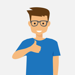 man shows thumb up gesture, vector illustration