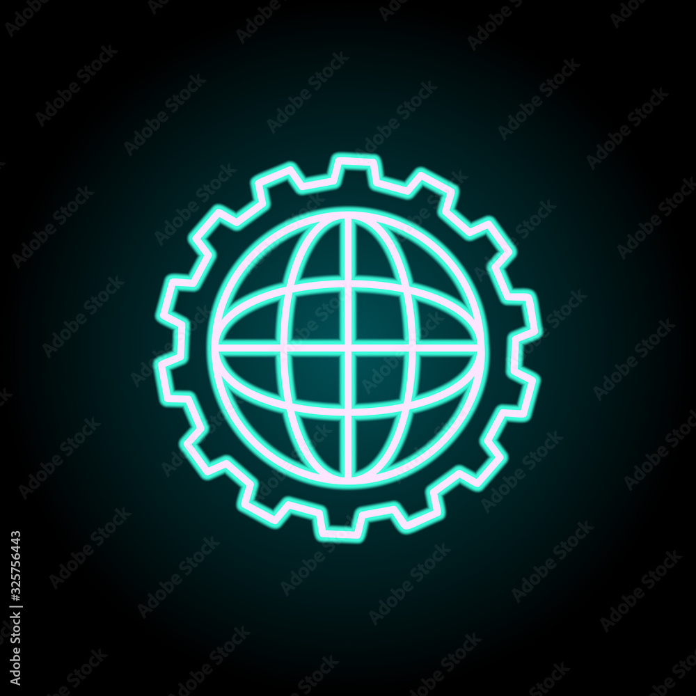 Poster world mechanism neon icon. simple thin line, outline vector of startup icons for ui and ux, website 