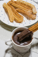 churros with chocolate. Typical Spanish snack