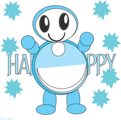 baby blue cartoon illustration Happy Poppy
