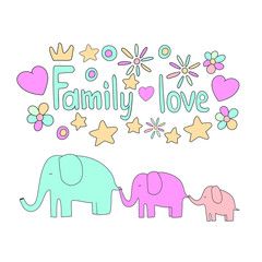 Elephant family vector illustration