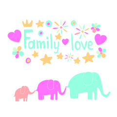 Elephant family vector illustration