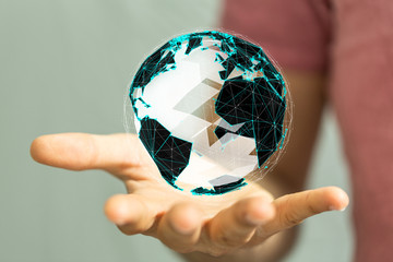 Hand Holding World digital 3d.
