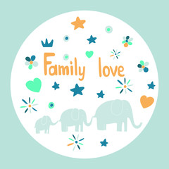 Elephant family vector illustration