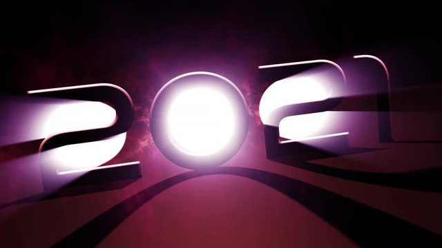 Conception 2021 Bright Light up behide 2021 letter Animation Numerals of the New Year Flicker and Glowing Light Generated shadow to be number letter