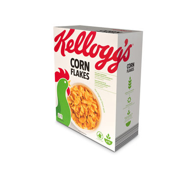 Italy, 18 february 2020: famous pack of Kellogs conflakes illustrative editorial