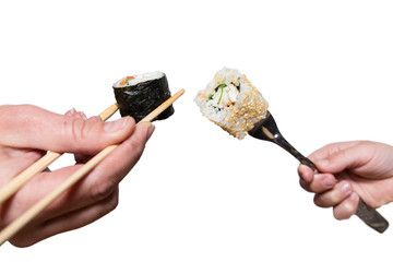 Fork against chinese chopsticks