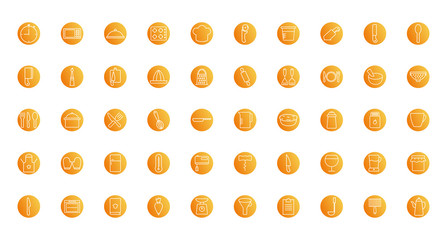 Isolated cook and kitchen block style icon set vector design