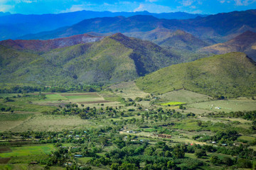 Fototapeta na wymiar View on the rural surroundings and scenic nature of Trinidad, Cuba, as seen from viewpoint Cerro de la Vigia
