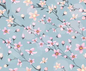  Seamless pattern with sakura branches © Hmarka