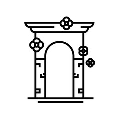 Decorative arch line icon, concept sign, outline vector illustration, linear symbol.