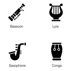  Musical Equipments Solid Vectors Pack 