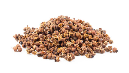 Szetchwan pepper on white background
