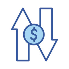 Isolated dollar and arrows line and fill style icon vector design