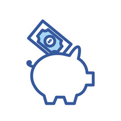 Isolated money piggy and bill line and fill style icon vector design