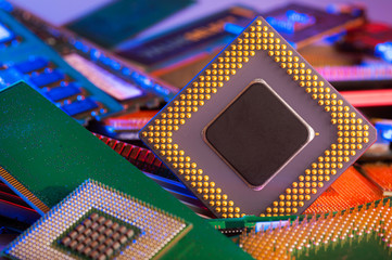 Central Processing Unit. Computer processor. Close up