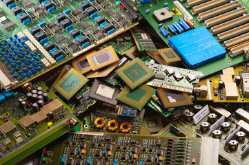 Electronic circuits garbage as background from recycle industry