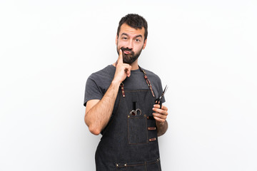 Barber man in an apron Looking front