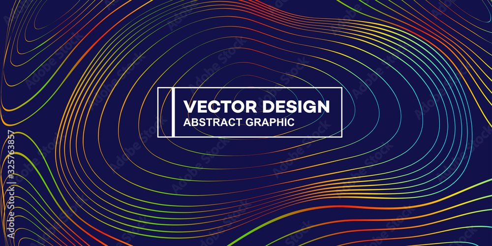 Wall mural Stylish gradient lines vector background illustration, contour graphics, poster cover or flyer template