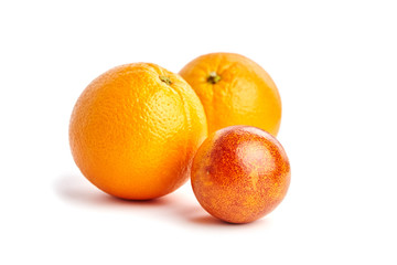 Blood orange citrus fruits isolated on white background