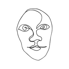 Abstract face drawn in doodle style. Hand-drawn linear image for terrier, business, web, logo, fashion.