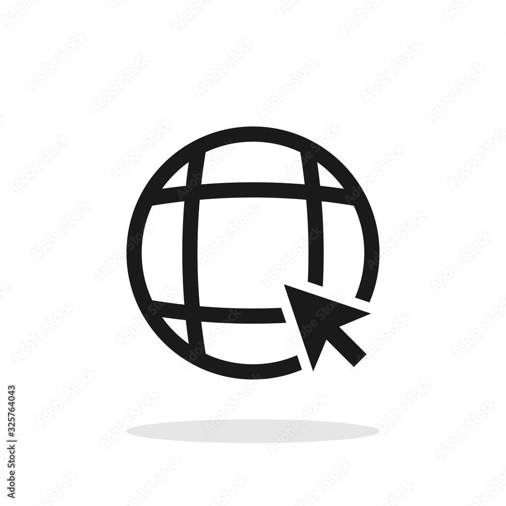Poster icon go to web. www. website icon. www icon with hand cursor or arrow in simple flat design. icon go