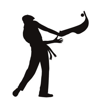 Silhouette of Jai alai Basque Pelota Cesta Punta Player
