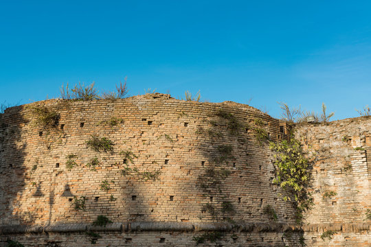 Brick wall of fortress Rocca Brancaleone, Ravenna, Italy