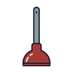 Naklejka premium toilet plunger line and fill style icon vector design