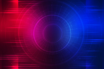 Dark tech abstract background with neon glow. Cyber circle laser figure on abstract background