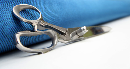 scissors and fabric background texture