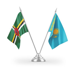 Kazakhstan and Dominica table flags isolated on white 3D rendering