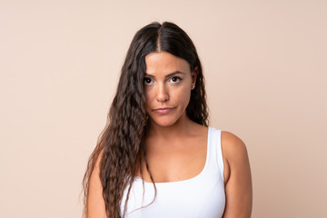 Portrait of young woman over isolated background