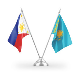 Kazakhstan and Philippines table flags isolated on white 3D rendering